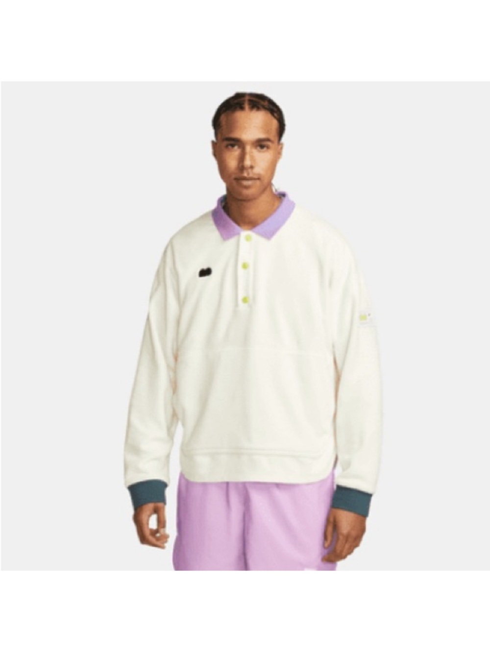 Nike Cream Polo Fleece with Lavender Collar and Dark Cuffs